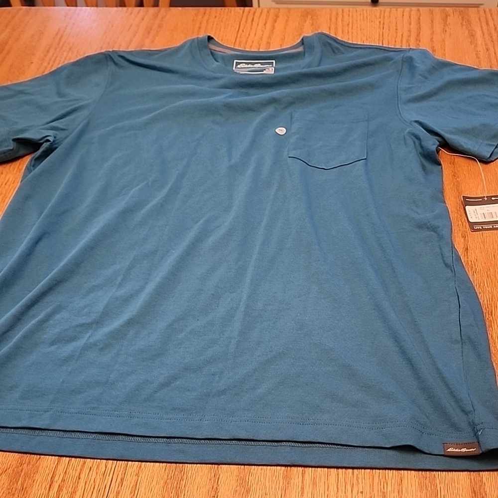 NWT Eddie Bauer Blue Short Sleeve Tee Casual Fit - Picture 3 of 10